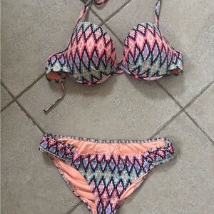 Multicolor Patterned Women's Bikini Set